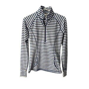 Lucy Womens Striped Half-Zip Pullover XS Blue/White Polyester Blend Pre-Owned